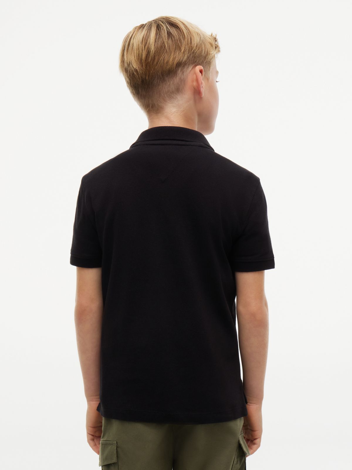 Essential Flag Embroidery Pique Polo Shirt — Black