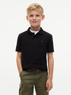Essential Flag Embroidery Pique Polo Shirt — Black 1