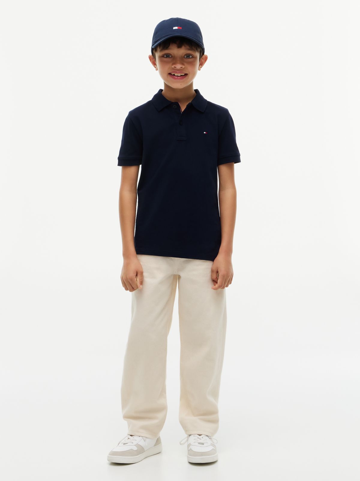 Essential Flag Embroidery Pique Polo Shirt — Blue
