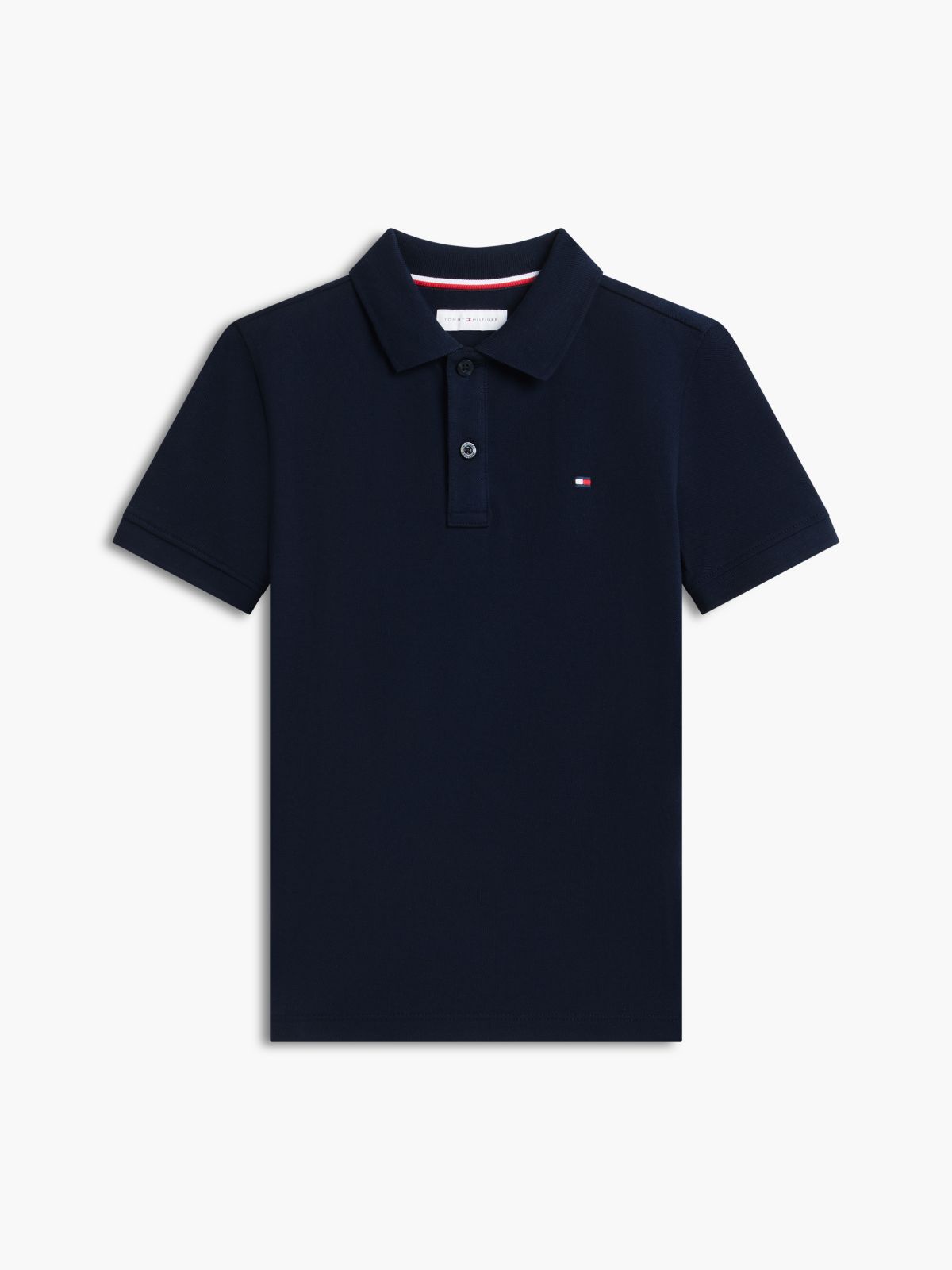 Essential Flag Embroidery Pique Polo Shirt — Blue