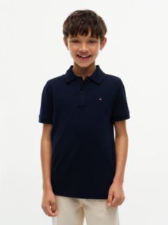 Essential Flag Embroidery Pique Polo Shirt — Blue 1