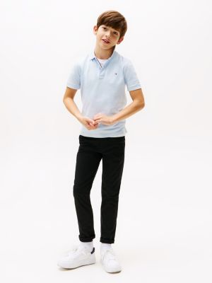 blau polo-shirt mit kontrast-besatz für jungen - tommy hilfiger