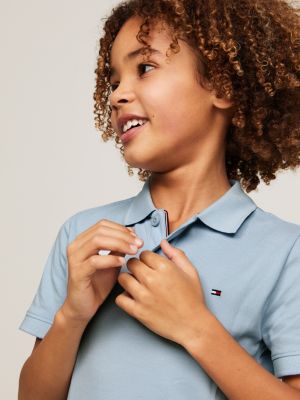 blau polo-shirt mit kontrast-besatz für jungen - tommy hilfiger