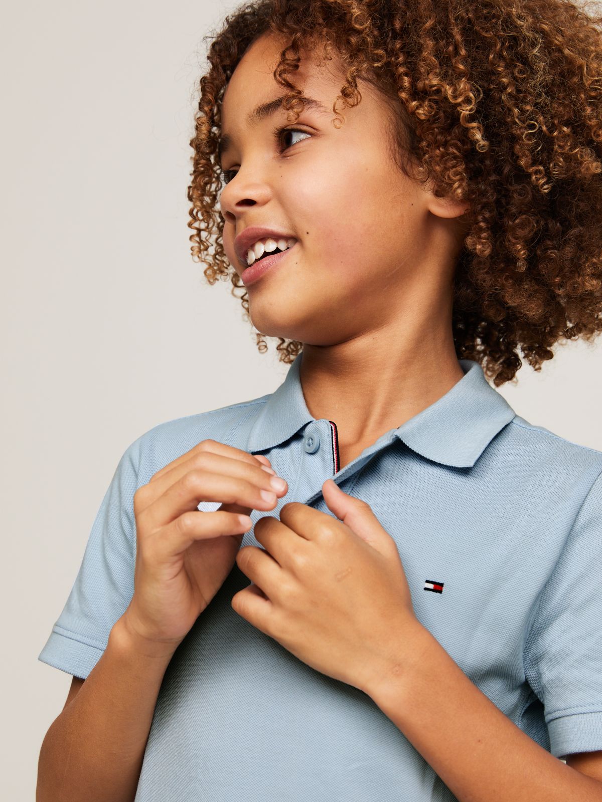 Essential Flag Embroidery Pique Polo Shirt — Blue