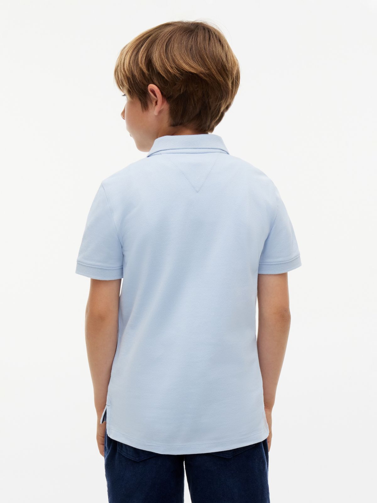 Essential Flag Embroidery Pique Polo Shirt — Blue