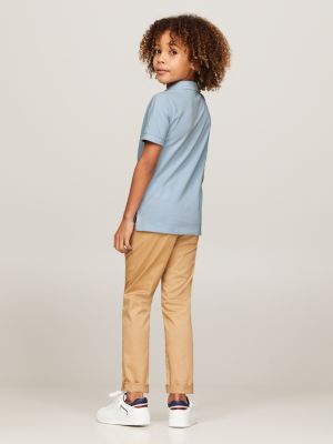 blau polo-shirt mit kontrast-besatz für jungen - tommy hilfiger