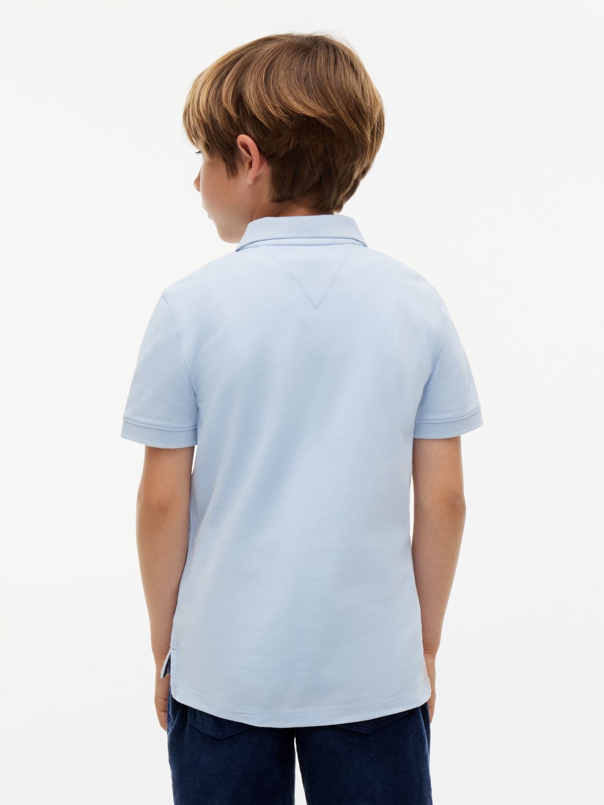 Essential Flag Embroidery Pique Polo Shirt — Blue