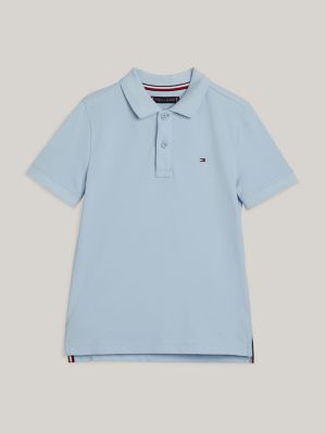 blau polo-shirt mit kontrast-besatz für jungen - tommy hilfiger