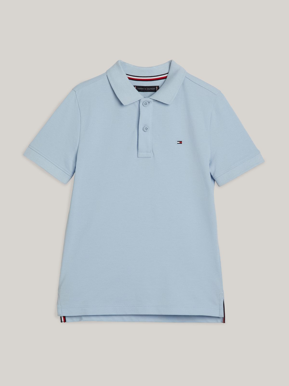 Essential Flag Embroidery Pique Polo Shirt — Blue