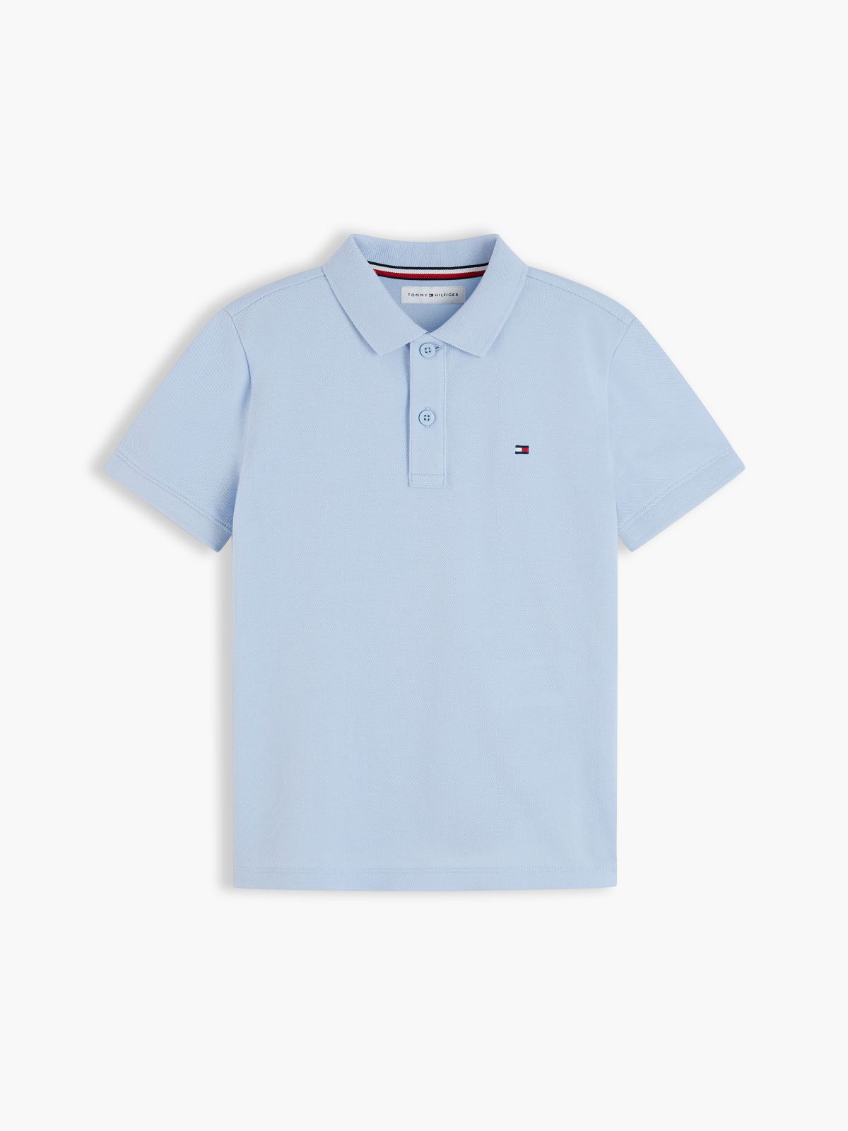 Essential Flag Embroidery Pique Polo Shirt — Blue