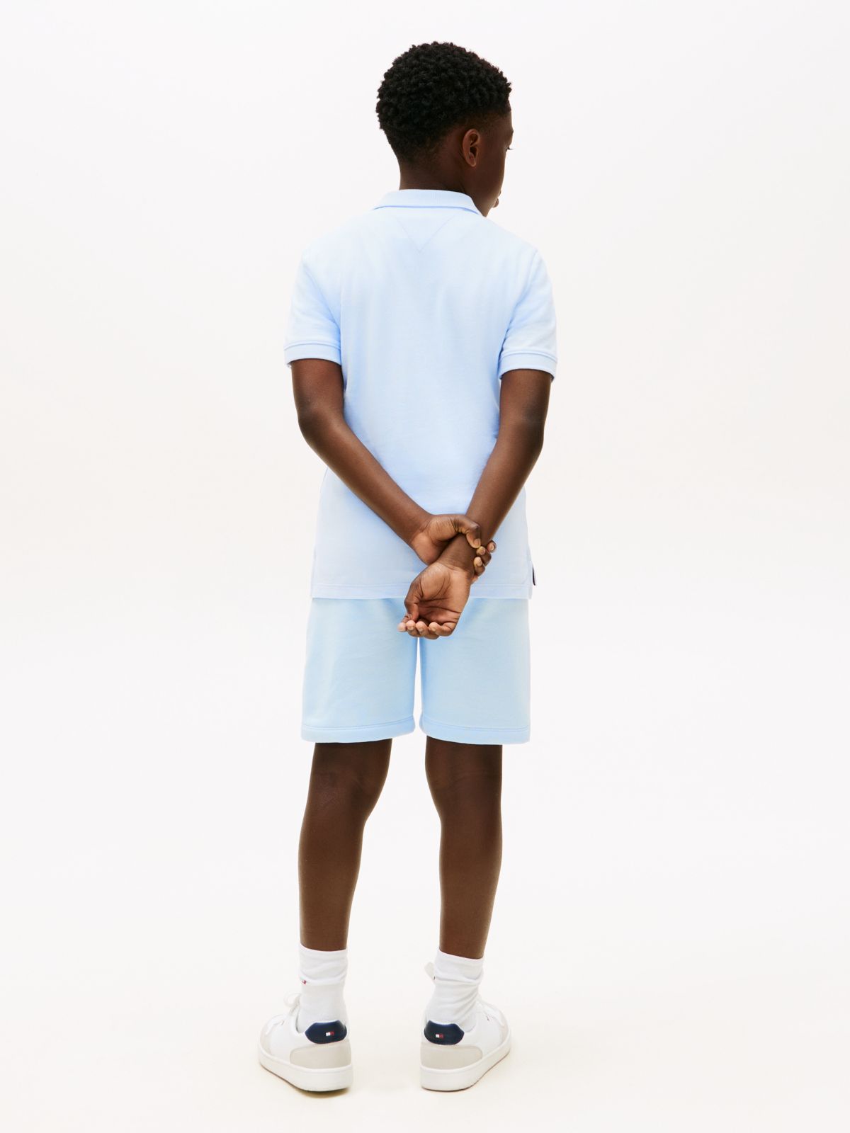 Essential Flag Embroidery Pique Polo Shirt — Blue