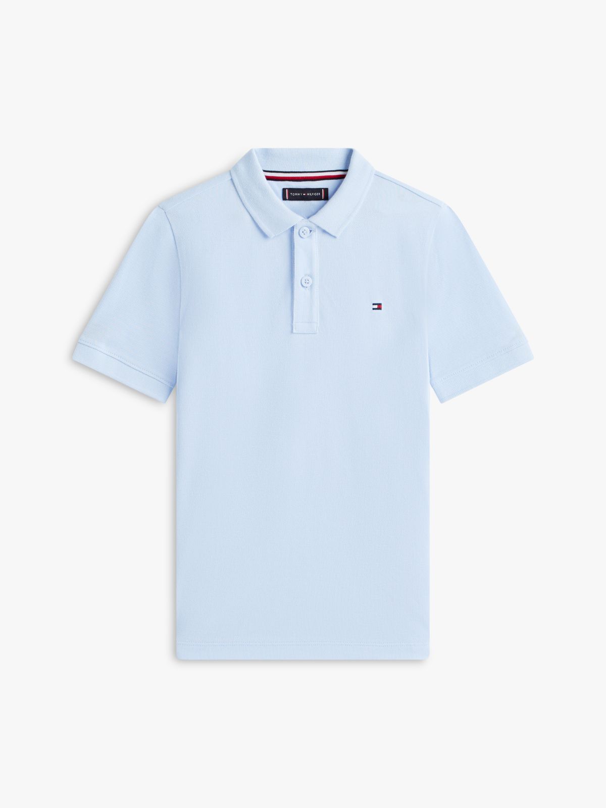 Essential Flag Embroidery Pique Polo Shirt — Blue
