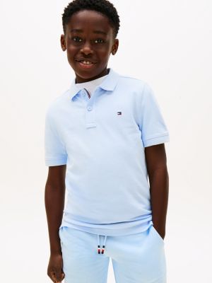 blue essential regular fit signature polo shirt for boys tommy hilfiger