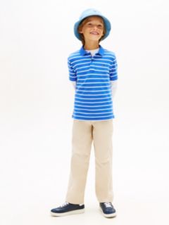 Essential Flag Embroidery Pique Polo Shirt — Blue 3