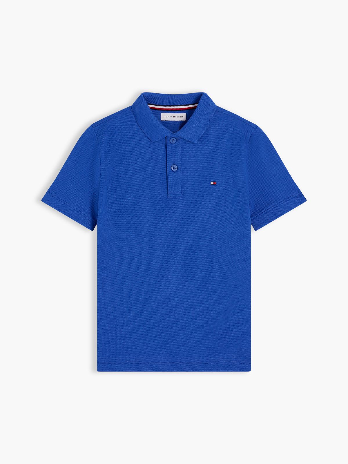 Essential Flag Embroidery Pique Polo Shirt — Blue