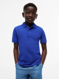 Essential Flag Embroidery Pique Polo Shirt — Blue 1