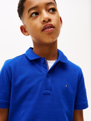 polo coupe standard à drapeau brodé blue pour garçons tommy hilfiger