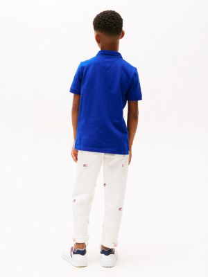 polo con finiture a contrasto blu da bambini tommy hilfiger