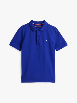 polo con finiture a contrasto blu da bambini tommy hilfiger