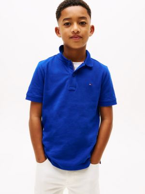 polo coupe standard à drapeau brodé blue pour garçons tommy hilfiger