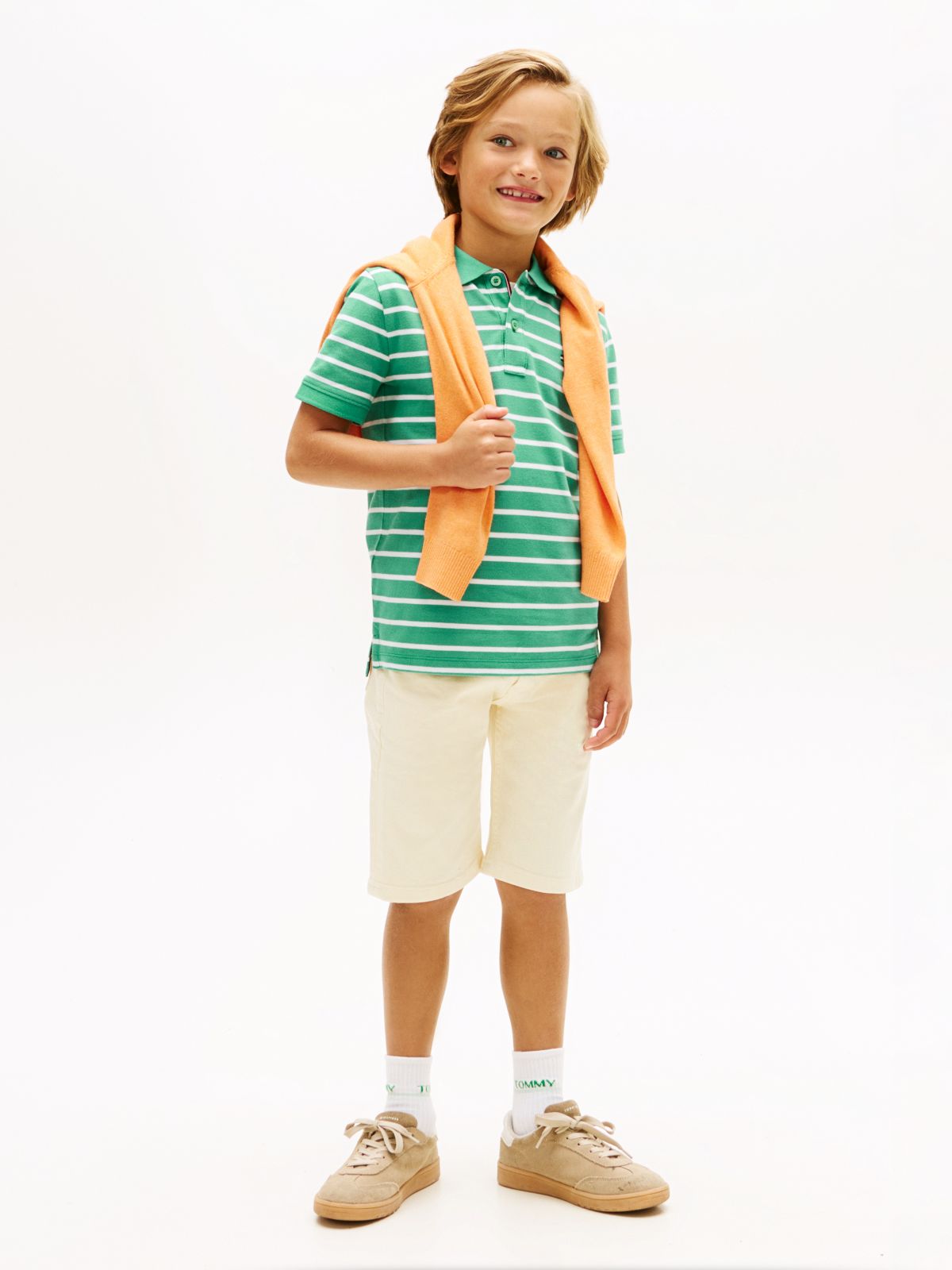 Essential Flag Embroidery Pique Polo Shirt — Green