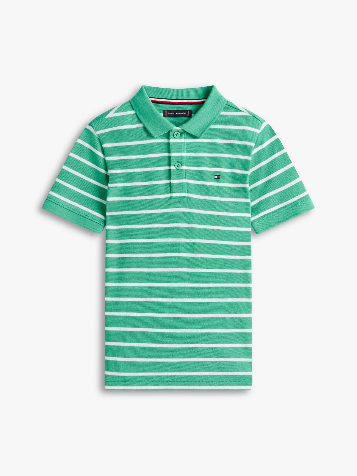 Essential Flag Embroidery Pique Polo Shirt — Green