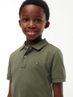 Essential Flag Embroidery Pique Polo Shirt — Green 3