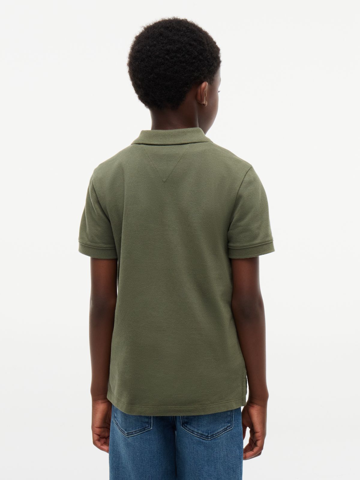 Essential Flag Embroidery Pique Polo Shirt — Green