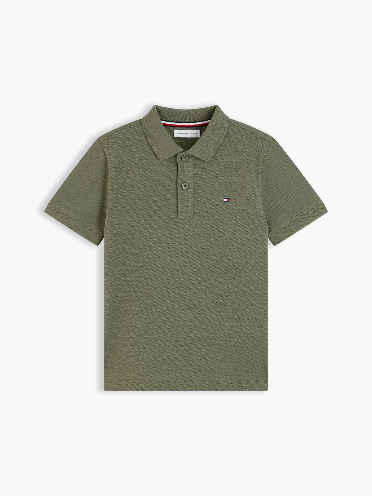 Essential Flag Embroidery Pique Polo Shirt — Green