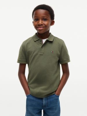 green essential flag embroidery pique polo shirt for boys tommy hilfiger