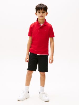 rot polo-shirt mit kontrast-besatz für jungen - tommy hilfiger