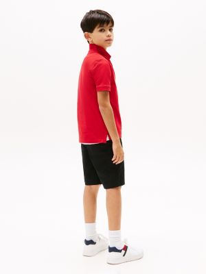 red contrast trim polo shirt for boys tommy hilfiger