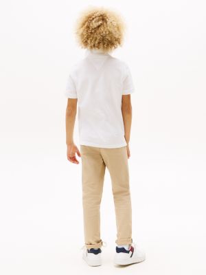 white contrast trim polo shirt for boys tommy hilfiger