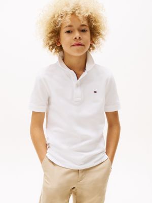 white polo met contrasterende rand voor jongens - tommy hilfiger