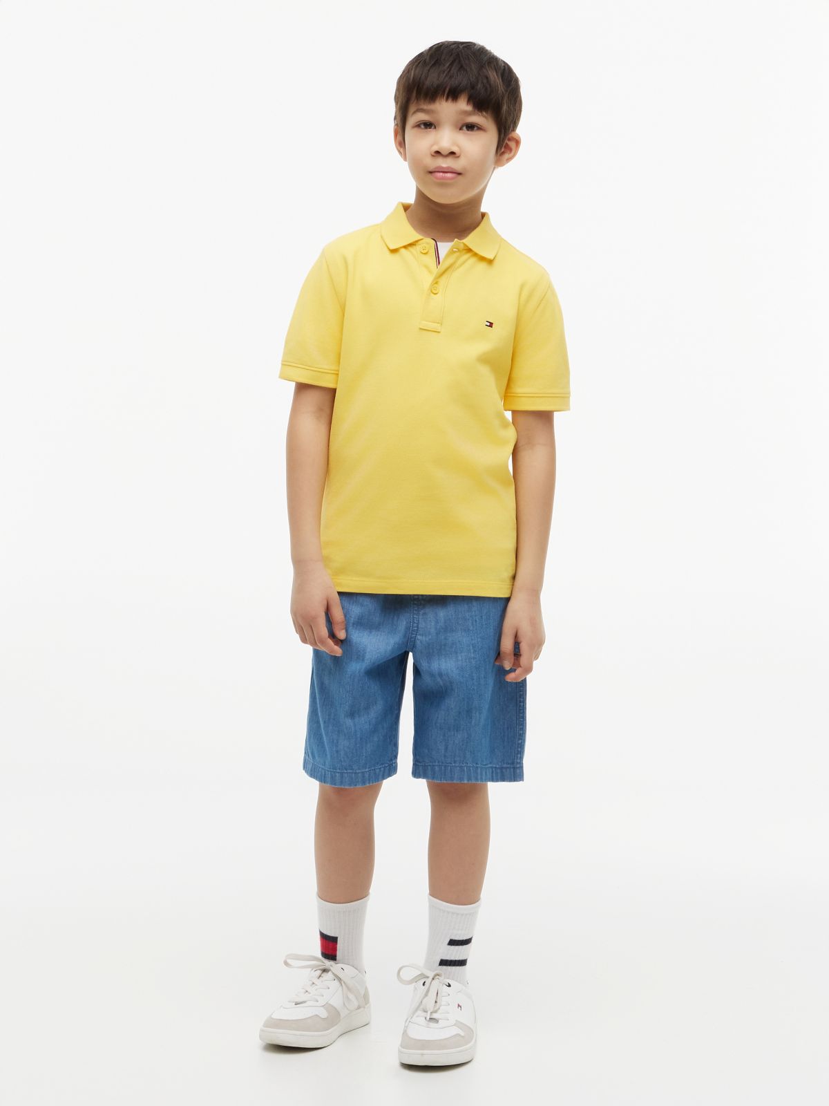 Essential Flag Embroidery Pique Polo Shirt — Yellow