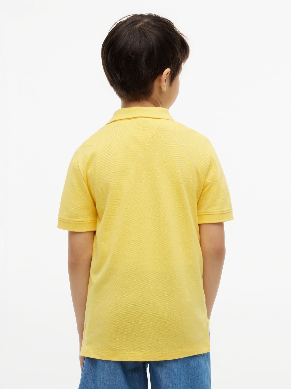 Essential Flag Embroidery Pique Polo Shirt — Yellow