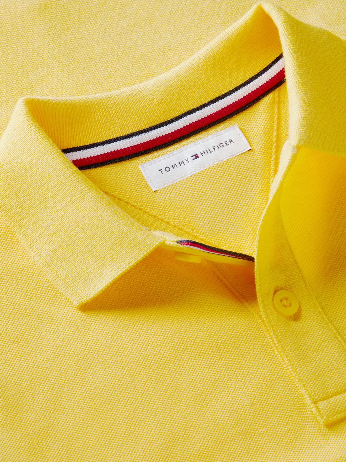 Essential Flag Embroidery Pique Polo Shirt — Yellow