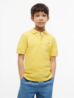 Essential Flag Embroidery Pique Polo Shirt — Yellow 1