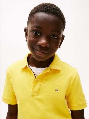 yellow contrast trim polo shirt for boys tommy hilfiger