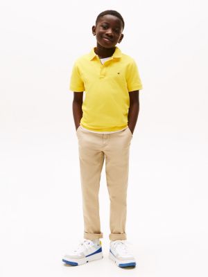 yellow contrast trim polo shirt for boys tommy hilfiger