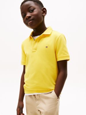 yellow polo met contrasterende rand voor jongens - tommy hilfiger