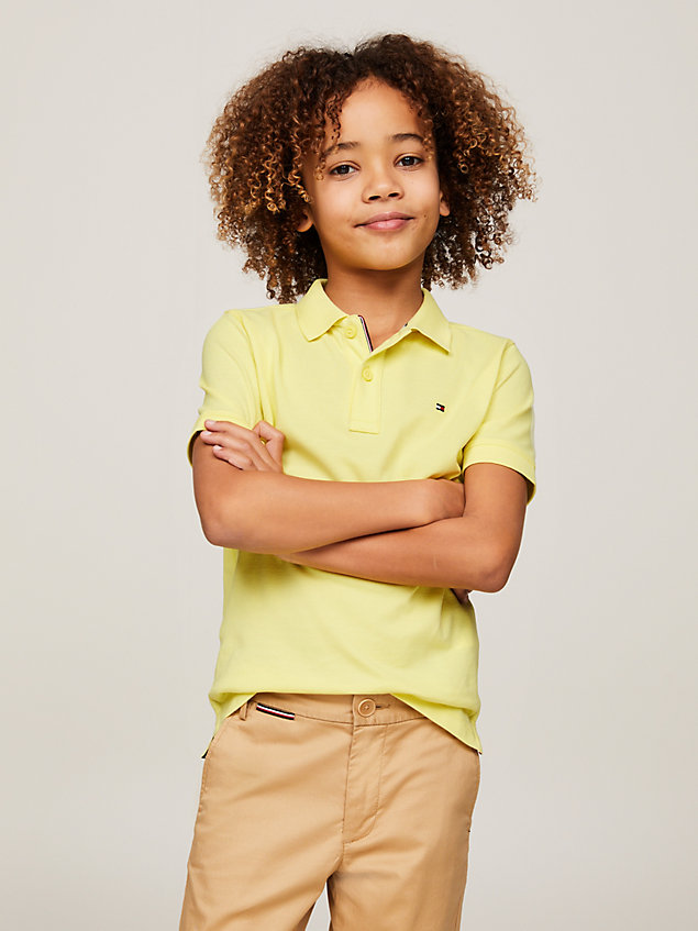 yellow essential flag embroidery regular fit polo for boys tommy hilfiger