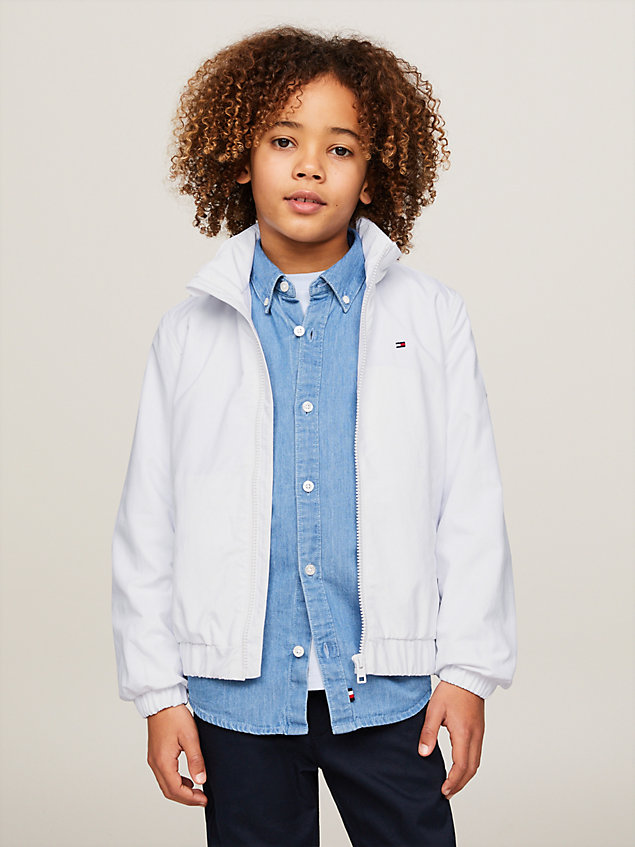 white essential logo lightweight relaxed jacket for boys tommy hilfiger