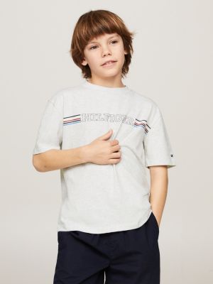 Tommy Hilfiger Junior flag logo stripe shortall - White