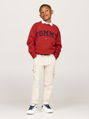 felpa varsity con logo rosso da bambini tommy hilfiger