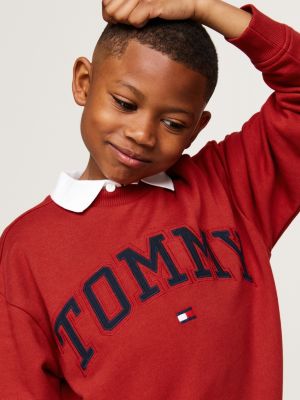 felpa varsity con logo rosso da bambini tommy hilfiger