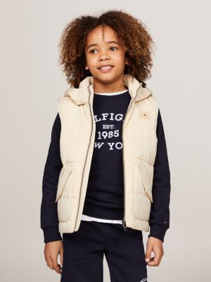 smanicato imbottito hilfiger monotype relaxed fit beige da bambini tommy hilfiger