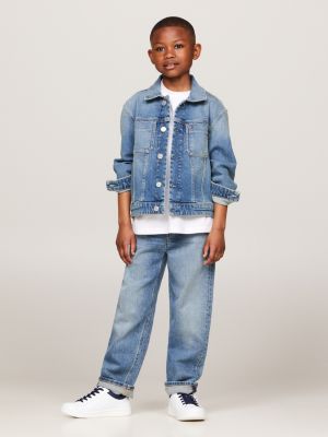 blue denim oversized trucker jacket for boys tommy hilfiger