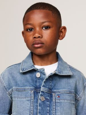 blue denim oversized trucker jacket for boys tommy hilfiger