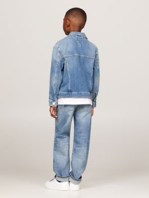 blue denim oversized trucker jacket for boys tommy hilfiger